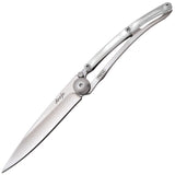 Deejo White Linerlock Folding Pocket Knife - 27 Gram  Mirror Polished Finish - 9AP001