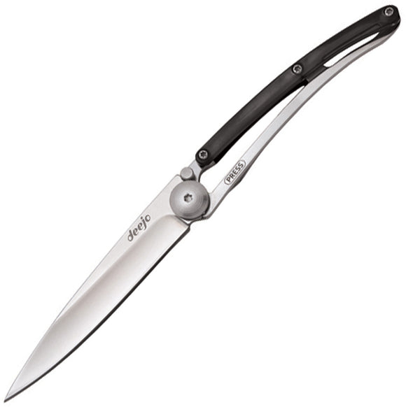Deejo Black Linerlock Folding Pocket Knife 27 Mirror Polished Finish 9AP002
