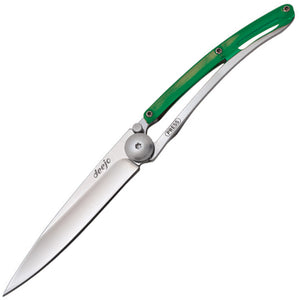 Deejo Green Linerlock Folding PocketKnife 27 Gram -Mirror Polished Finish - 9AP003