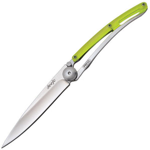 Deejo Yellow Linerlock Folding Pocket Knife - 27 Gram  Mirror Polish Finish - 9AP004