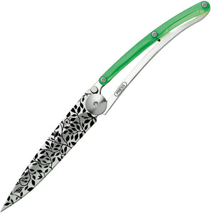 Deejo Tattoo 27g Green Handle Nature Tattoo Folding Stainless Blade Knife 9AP021