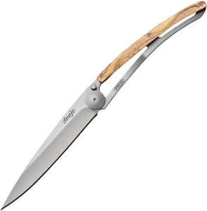 Deejo Linerlock 27g Olive Wood Folding Pocket Knife 9cb001