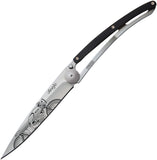 Deejo Tattoo Linerlock 27g Racer Ebony wood Folding Pocket Knife 9cb102