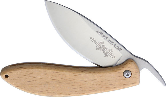 Deva Blade Skanda Beech Wood Friction Folder AUS8 Folding Knife 01
