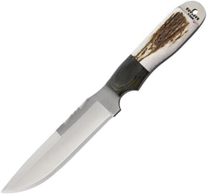 Anza Dunefield Elk Stag Handle & Black Micarta Bolster 11.25" Fixed Knife