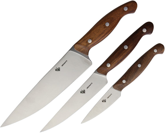 Diafire Gourmet Classic 3pc Set Walnut Wood Stainless Steel Blades 9103
