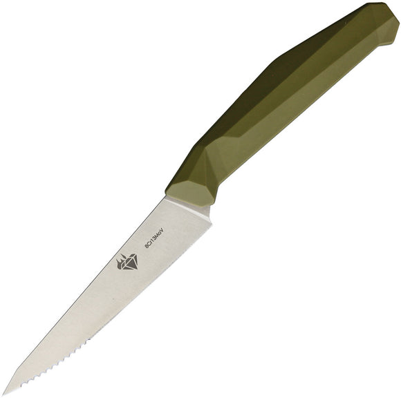 Diafire Emerald Steak Green Abstract Synthetic 8Cr13MoV Fixed Blade Knife 9107