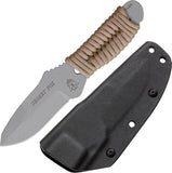 TOPS Desert Fox One Piece Fixed Blade Tan Paracord Wrapped Handle Knife