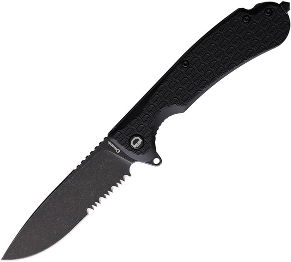Daggerr Knives Wocket Linerlock Black FRN Folding Serrated Knife RWKFBKBWSR