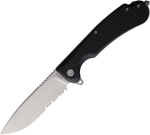 Daggerr Knives Wocket Linerlock Black FRN Folding Serrated Knife RWKFBKSWSR