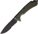 Daggerr Knives Wocket Linerlock OD Green FRN Folding Serrated Knife RWKFOLBWSR