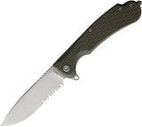 Daggerr Knives Wocket Linerlock OD Green FRN Folding Serrated Knife RWKFOLSWSR