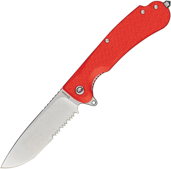 Daggerr Knives Wocket Linerlock Orange FRN Folding Serrated Knife RWKFORSWSR