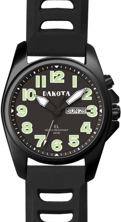 Dakota Steel Angler Black Band & Face Water Resistant Day/Date Watch 2611