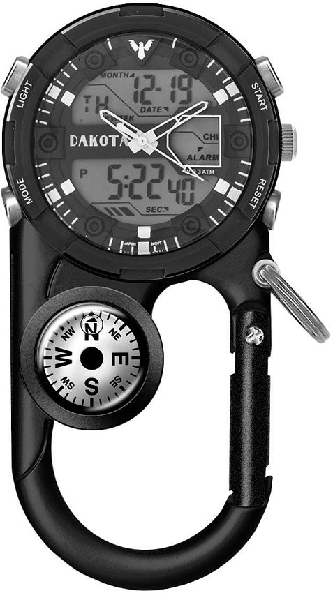 Dakota Angler II Digital Stopwatch Black Aluminum Survival Pack Clip Watch 3724