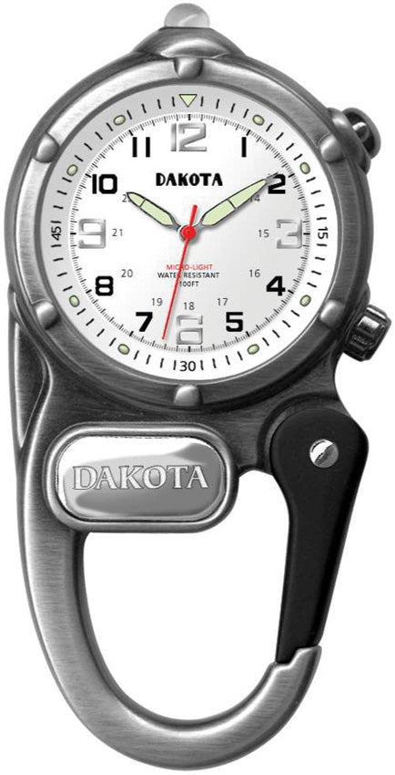 Dakota Mini Clip Microlight Black Aluminum White Face Survival Pack Watch  3842