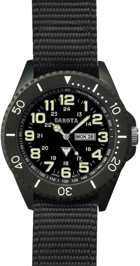 Dakota Ovesized ION Solid Stainless Water Resistant Day/Date Black Watch 5687