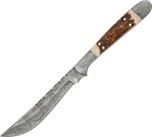 Damascus Navaja Hunter Fixed Blade Knife Stag Damascus Clip Point Blade 1024