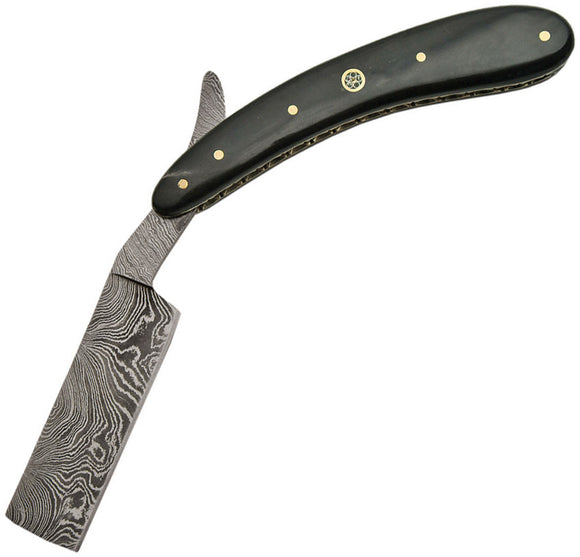 Damascus Folding Pocket Knife Slip Jt Black Horn Damascus Steel Blade 1117