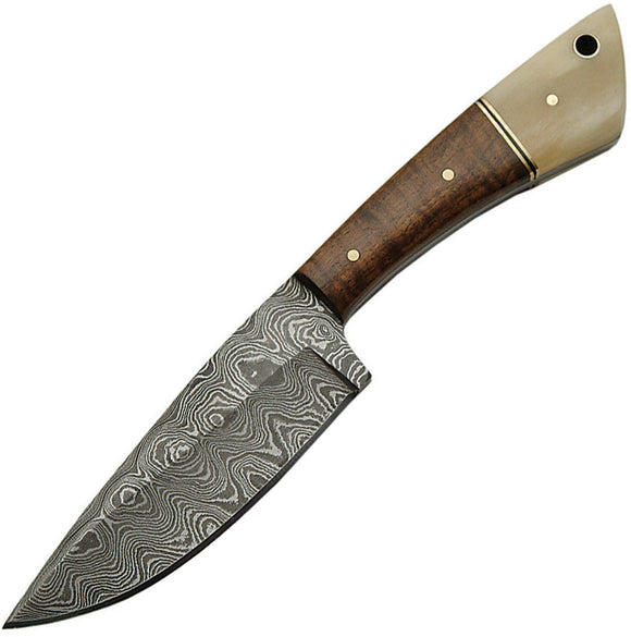 Damascus Skinner Fixed Blade Knife Brown Walnut Damascus Steel Blade 1123BO