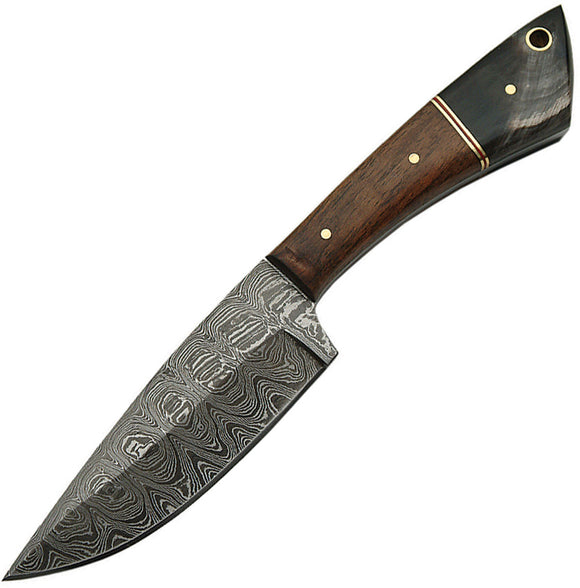 Damascus Skinner Fixed Blade Knife Brown Walnut Damascus Steel Blade 1123HN