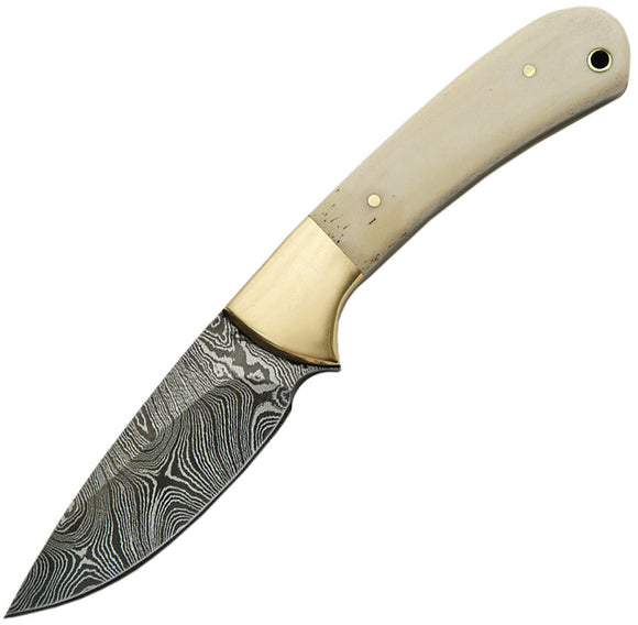 Damascus Small Skinner Fixed Blade Knife White Bone Damascus Blade 1129