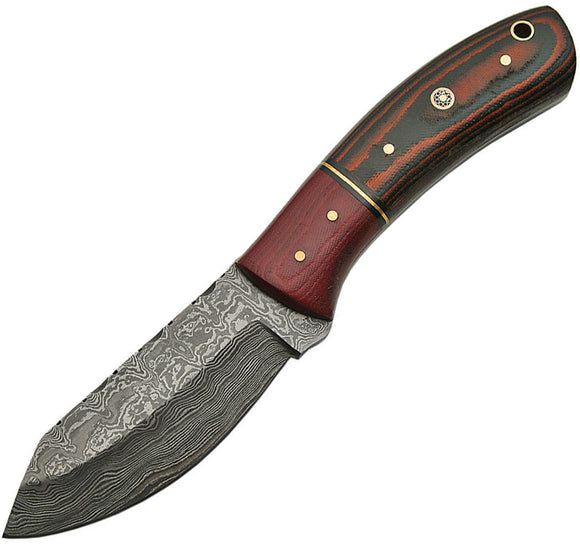 Damascus Skinner Fixed Blade Knife Burgundy Micarta Damascus Skinner 1139