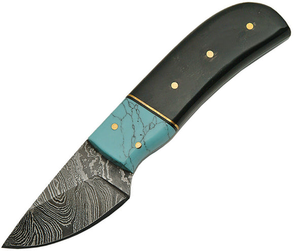 Damascus Skinner Fixed Blade Knife Black Horn Damascus Steel Skinner 1146HN