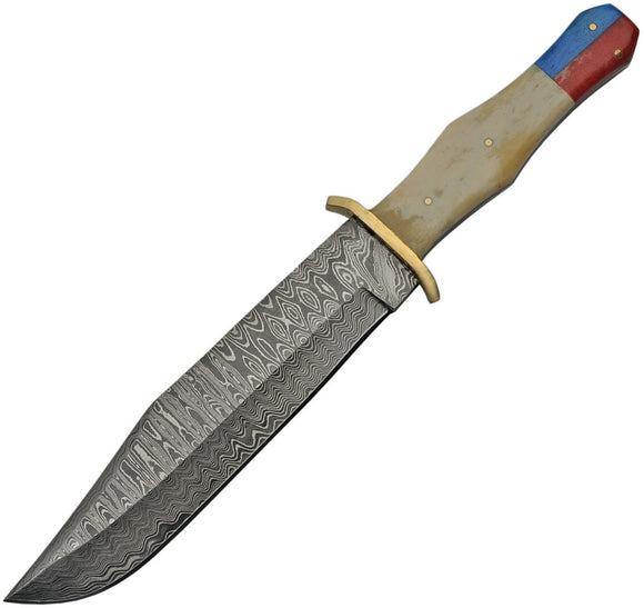 Damascus Steel AmericaUSA Flag Fixed Blade Bowie Knife 1150