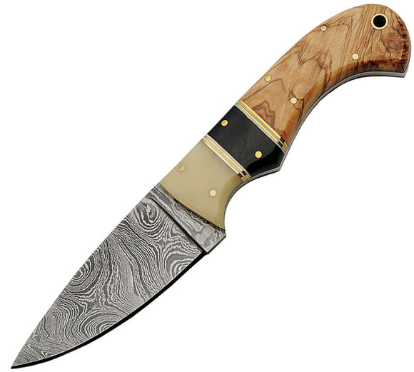 Damascus Skinner Fixed Blade Knife Brown/Tan Damascus Steel Skinner 1192