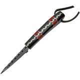 Damascus 7.25" Hunter Black & Red Synthetic handle + Leather Sheath 1233rd