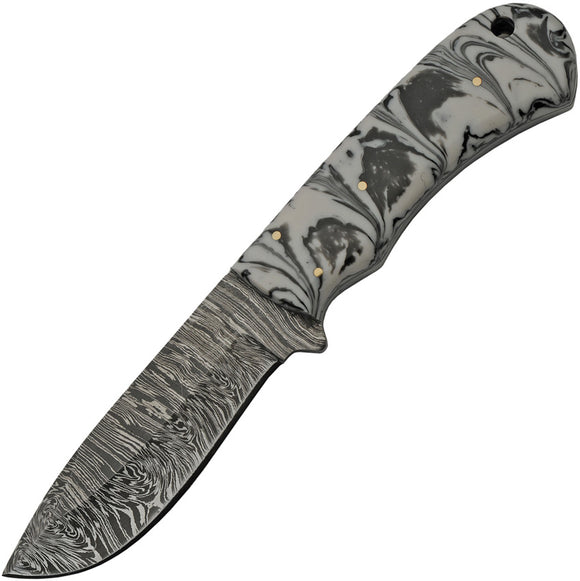 Damascus Storm Black Marbled Hunter Knife + Sheath 1251bk