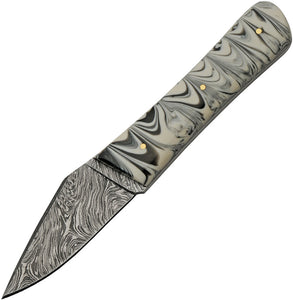 Damascus Marble Black & White Skinner Knife 1258bk
