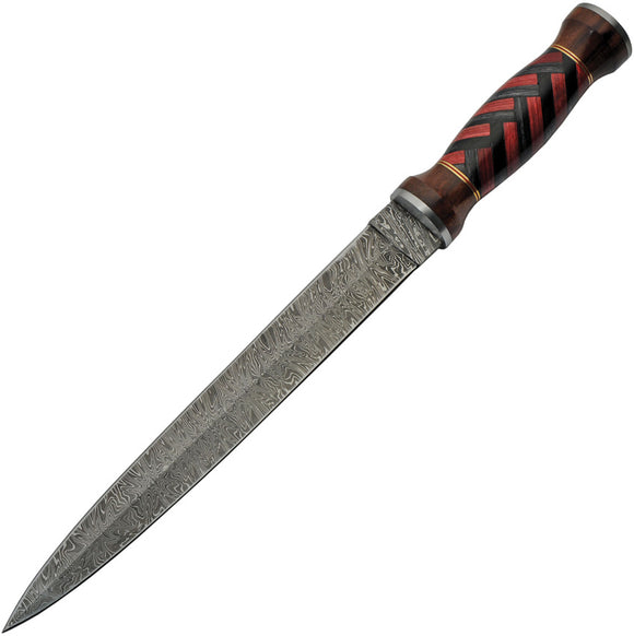 Damascus Red/Black Fixed Blade Knife