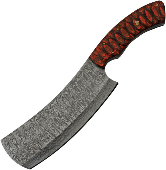 Damascus Cleaver Black & Red Wood Damascus Steel Fixed Blade Knife 1276