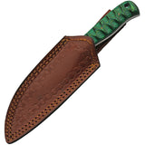 Damascus Exotic Hunter Green Wood Damascus Drop Point Fixed Blade Knife 1290GN