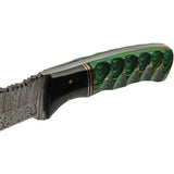 Damascus Forest Breeze Green Pakkawood Damascus Fixed Blade Knife 1302GN