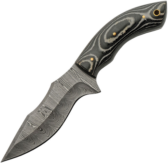 Damascus Charcoal Hunter Black Micarta Damascus Fixed Blade Knife 1307