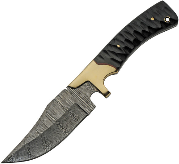 Damascus Brass Skinner Black Micarta Damascus Steel Fixed Blade Knife 1308