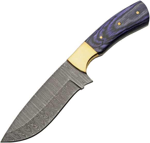 Damascus Opal Hunter Fixed Blade Knife Blue Pakkawood Damascus Drop Pt 1312
