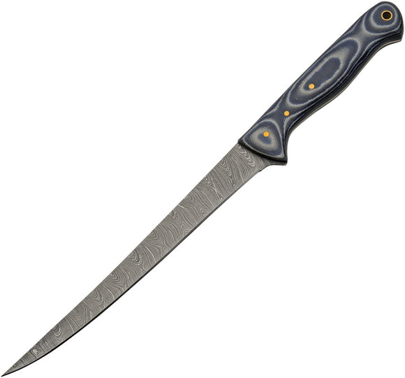 Damascus Fillet Black & White Micarta Damascus Fixed Blade Knife 1319