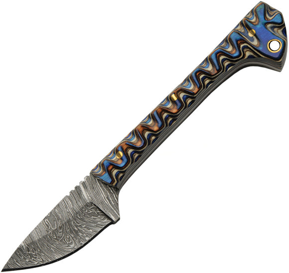 Damascus Prideful Fang Fixed Blade Knife Black Micarta Damascus Clip Pt 1320BL