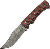 Damascus Magma Hunter Red & Black Micarta Damascus Fixed Blade Knife 1326