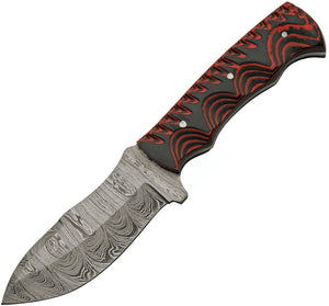 Damascus Magma Hunter Red & Black Micarta Damascus Fixed Blade Knife 1330