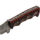 Damascus Magma Hunter Red & Black Micarta Damascus Fixed Blade Knife 1330
