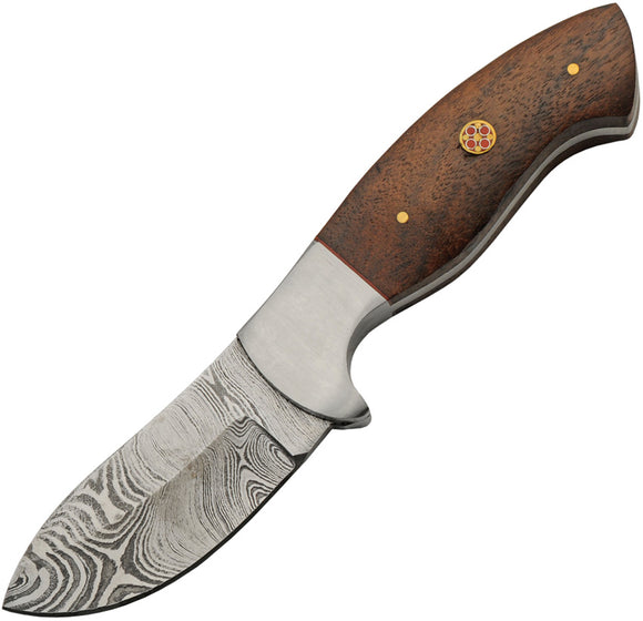 Damascus Hunter Brown Wood Damascus Steel Fixed Blade Knife 1336