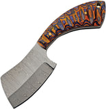 Damascus Small Sunrise Fixed Blade Knife Colorwood Damascus Blade 1341