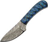 Damascus Boy's Skinner Blue Smooth Wood Damascus Fixed Blade Knife 1377BL