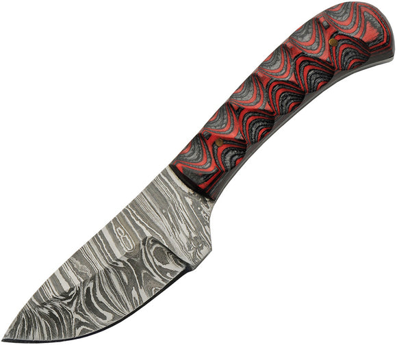 Damascus Boy's Skinner Red Smooth Wood Damascus Fixed Blade Knife 1377RD