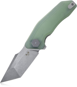 Damned Designs Yokai Pocket Knife Linerlock Jade G10 Folding 14C28N Blade 002GJ